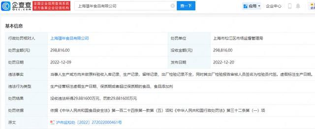  上海璟年食品公司被曝多起负面事件，受到司法执行和罚款处罚(图2)