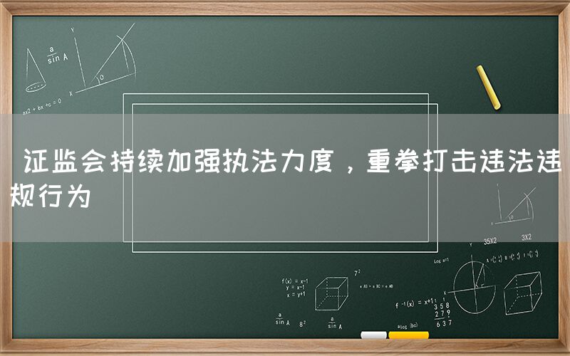  证监会持续加强执法力度，重拳打击违法违规行为(图1)