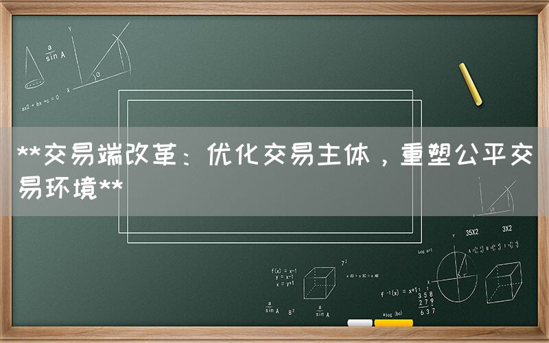 **交易端改革：优化交易主体，重塑公平交易环境**(图1)