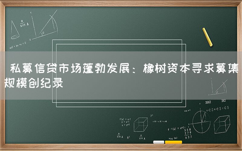  私募信贷市场蓬勃发展：橡树资本寻求募集规模创纪录(图1)